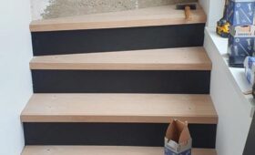 Habillage d’un escalier béton et pose d’un garde-corps style claustra